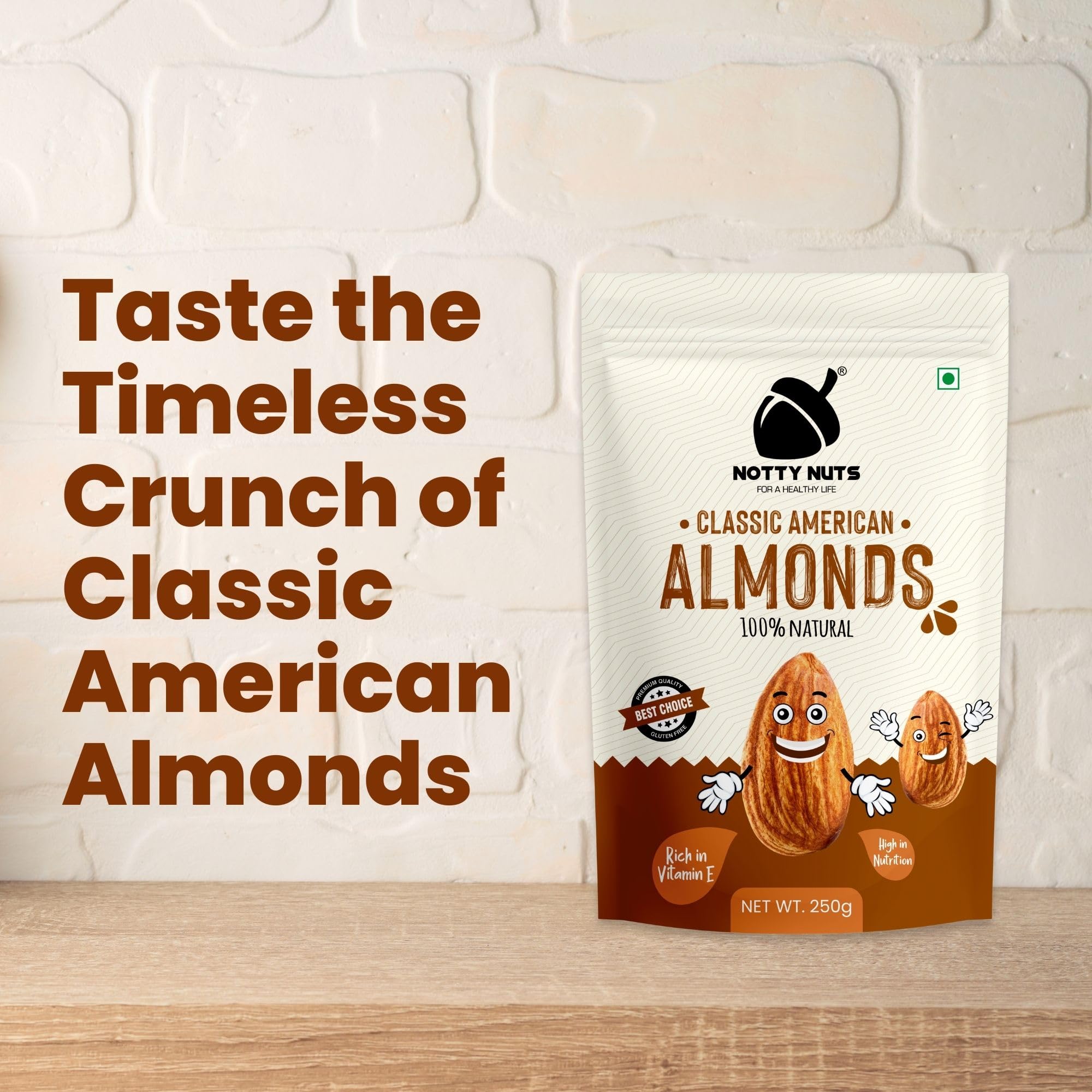 NOTTY NUTS Whole California Almonds | California Badam | Californian Almonds | Healthy and Tasty Dry Fruit | Natural Nut/Snacks Jar | Raw Almonds |