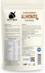 NOTTY NUTS Whole California Almonds | California Badam | Californian Almonds | Healthy and Tasty Dry Fruit | Natural Nut/Snacks Jar | Raw Almonds |