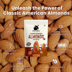 NOTTY NUTS Whole California Almonds | California Badam | Californian Almonds | Healthy and Tasty Dry Fruit | Natural Nut/Snacks Jar | Raw Almonds |