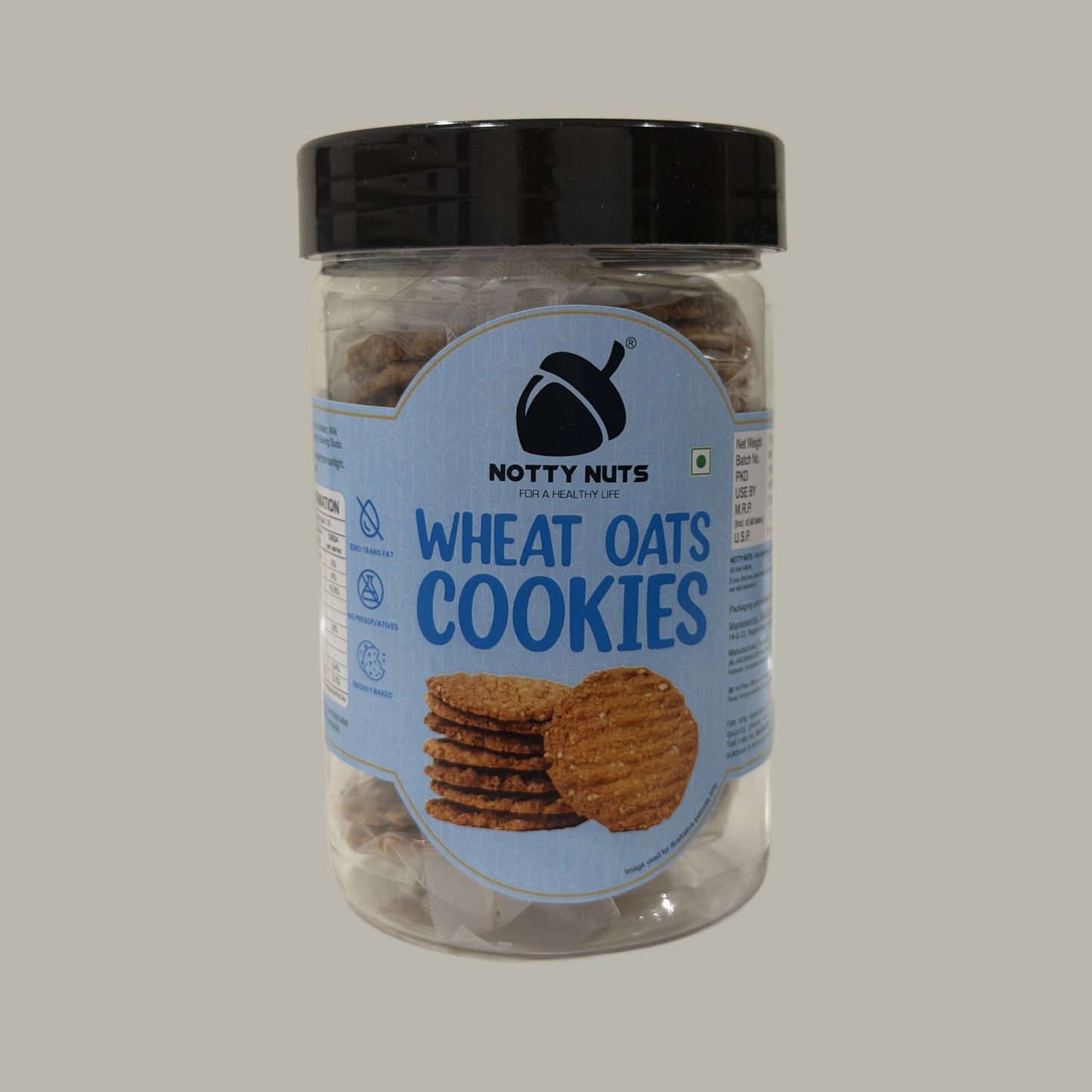NOTTY NUTS WHEAT OATS COOKIES ( NO MAIDA ) HAND MADE COOKIES PACK OF 1 170GRAMS