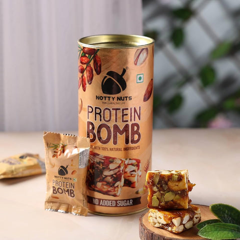 NOTTY NUTS Nutritious Snack Protein Bombs | Healthy Protein Bars Enriched With Natural Fibers, No Added Sugar | High Protein & Instant Energy - Bar Replacement; Pack Of 1,(200 gm)